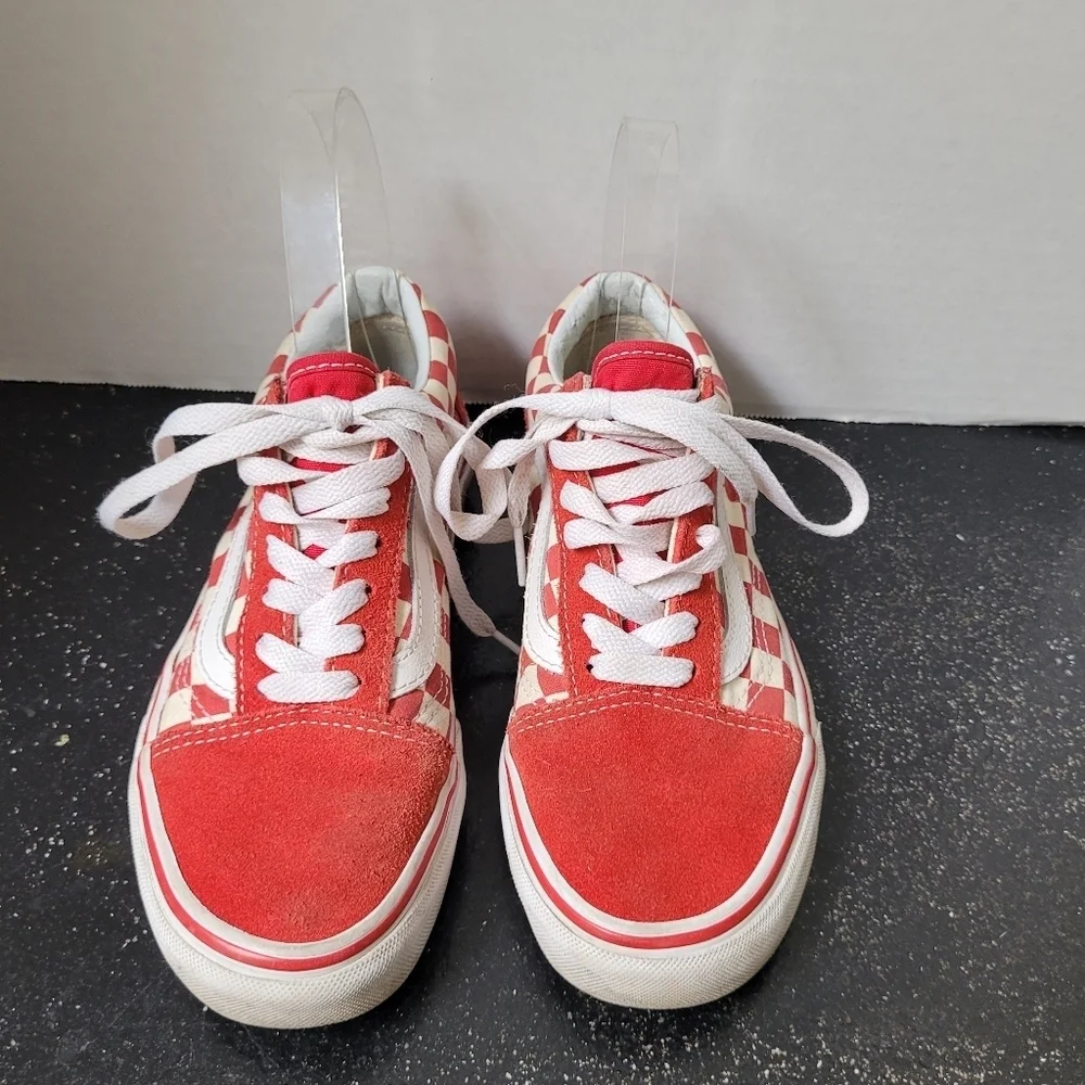Vans Red Checked Sneakers Red Suede